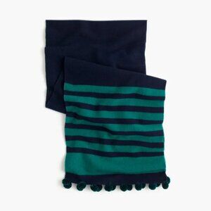 J. Crew Striped Wool Scarf with Pom-Poms